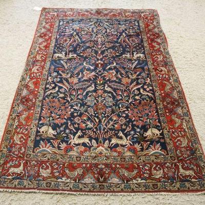 1151	ANTIQUE PERSIAN RUG W/ANIMAL BORDER, APPROXIMATELY 4 FT 8 IN X 7 FT 3 IN

