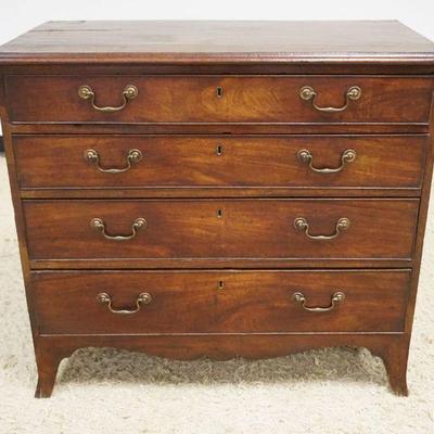 1189	ANTIQUE ENGLISH MAHOGANY 4 DRAWER CHEST, APPROXIMATELY 38 IN X 19 IN X 34 IN HIGH

