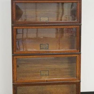 1157	5 SECTION OAK GLOBE WERNICKE BARRISTER BOOKCASE W/LOWER DRAWER AT BASE, 3-299-12 1/, 2-299-10 1/4, APPROXIMATELY 34 IN X 12 IN X 78...