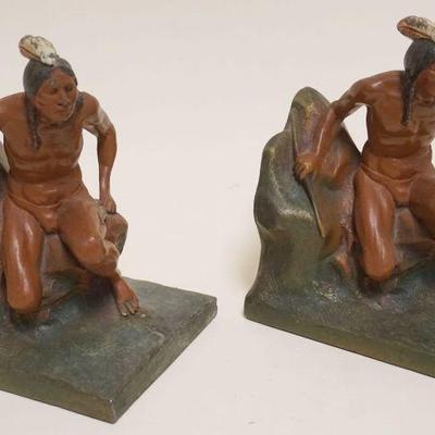 1024	CAST METAL AMERICAN INDIAN BOOKENS, EACH APPROXIMATELY 4 1/2 IN X 5 IN X 7 IN H
