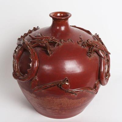 Chinese Red Dragon Ceramic Jar