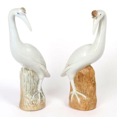 Pair of Chinese White Porcelain Cranes