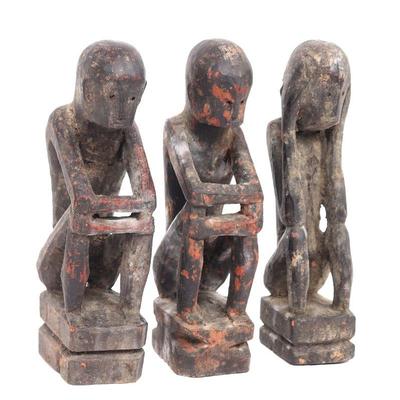 Three Philippine Hardwood Statues w/ Blood Patina, From The Ifugao village