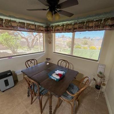 #1130 â€¢ Dining Room Table 4 Chairs & Shelves & Teapots and Decor & Paper Shredder
