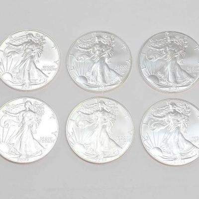 #100 â€¢ (6) 2021-2022 1oz .999 Fine Silver Walking Liberty Dollars
