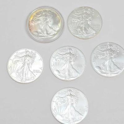 #102 â€¢ (6) 1987-2022 1oz Fine Silver Walking Liberty Coins
