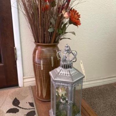#1000 â€¢ Lantern and Vase with Faux Flowers
