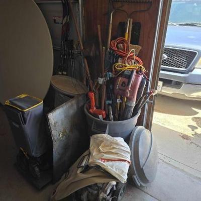 #9044 â€¢ Yard Tools, Trash Cans, Coleman Wagon
