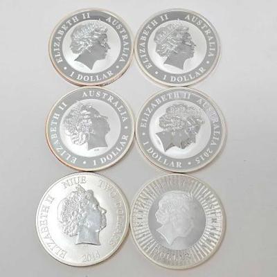 #118 â€¢ (6) 1oz .999 Fine Silver Elizabeth II Coins
