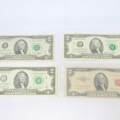 #136 â€¢ (4) $2 US Banknotes
