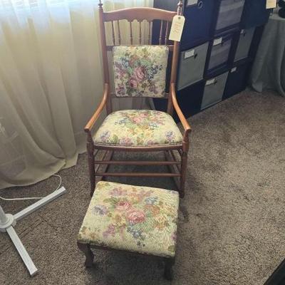 #1612 â€¢ Vintage Rocking Chair and Marching Foot Stool
