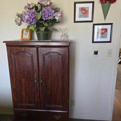 #1618 â€¢ Armoire, Framed Art, Fake Plants
