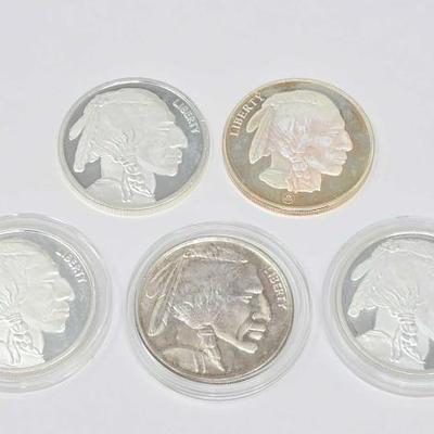 #106 â€¢ (5) 1oz .999 Fine Silver Buffalo Coins
