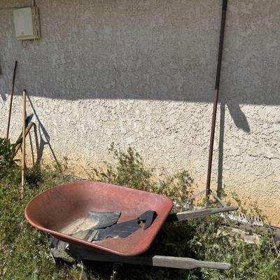 #10050 â€¢ wheelbarrow, gardening tools
