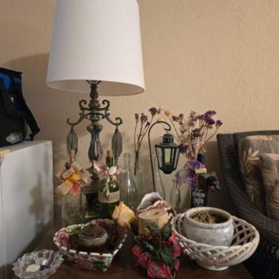 #2002 â€¢ Decorative Bottles Glass and Lamp
