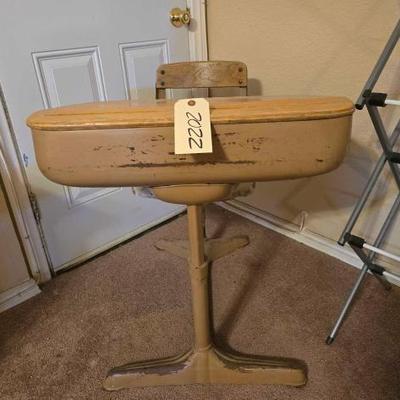 #2022 â€¢ Vintage School Desk with Attached Chair
