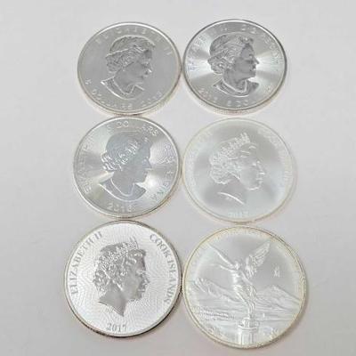 #124 â€¢ (6) 1oz .999 Fine Silver Coins
