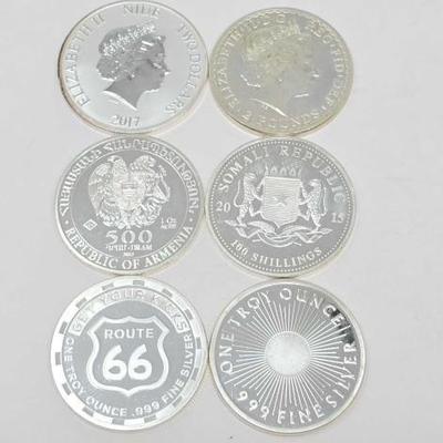 #128 â€¢ (6) 1oz .999 Fine Silver Coins

