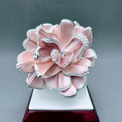 Limited Edition Joan Rivers Pink Pave Gardenia #1384/5000 Heavy Flower Brooch Retail $160