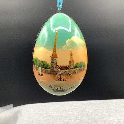 Signed Hand Painted Lacquered Russian Egg