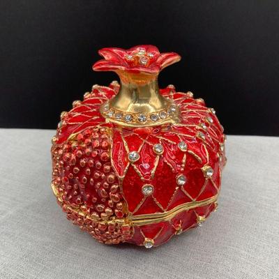 Jeweled Enameled Pomegranate Trinket Box