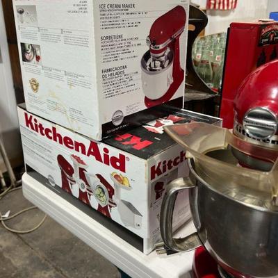 Kitchen Aid mixer with new in the box attachments
