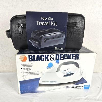 Two Giftable NIB Essentials - Black & Decker Steam Express Iron 5680 & Bass & Co. New Men's Travel Kit