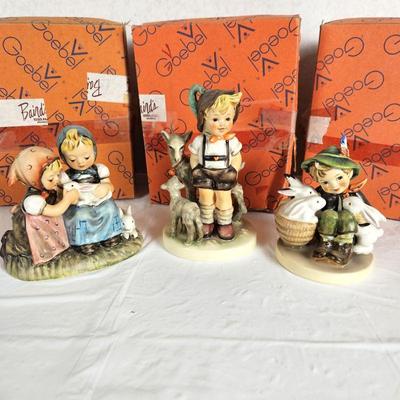 Set of Three Vintage Goebel Hummels w/ Boxes - "Easter Time" "Little Goat Herder" & "Playmates"