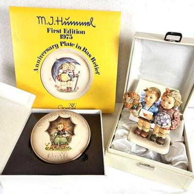 Set of Three Special Edition Goebel Hummel Pieces - 1978 Plaque, 1975 Anniversary Plate, & 50th Anniversary "The Love Lives...