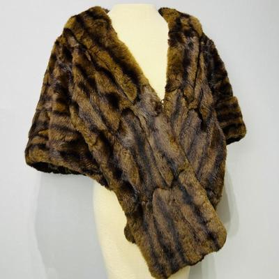 Elegant Vintage Faux Fur Mink Stole -Striped Design, Wurzburg of Grand Rapids