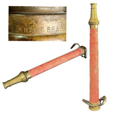 Original Elkhart Antique Solid Brass Fire Hose Nozzle -wrapped in rope