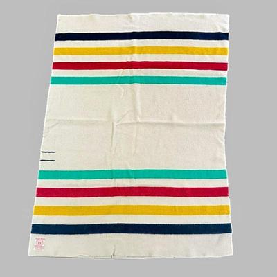Hudson's Bay Point Blankets featuring the classic multi-stripe pattern. Made from 100% wool