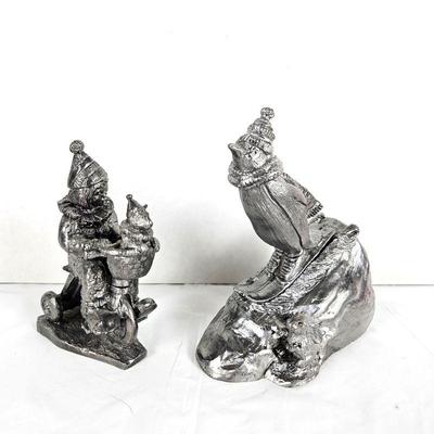  Set of Two Michael Ricker Pewter Figurines 