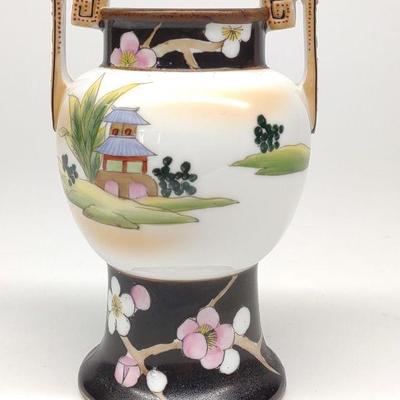 Nippon Pagoda Cherry Blossom Scene Vase