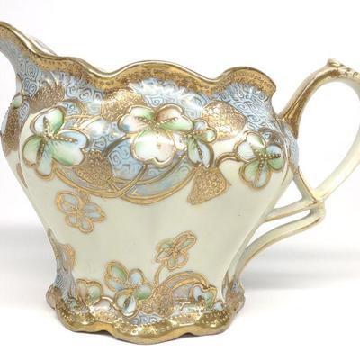 Nippon Floral Gold & Blue Decorated Pitcher