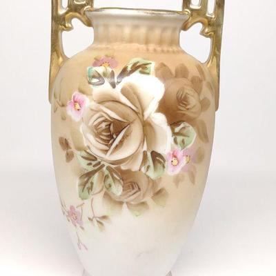 Nippon Floral Pink & White Rose Short Vase