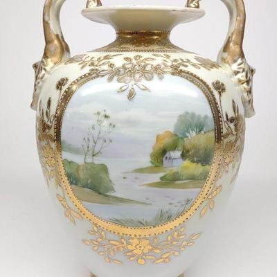 Nippon Barn & Lake Landscape Vase