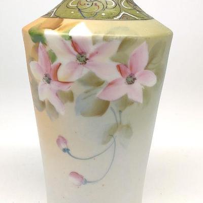 Nippon Pink Floral & Enamel Painted Vase