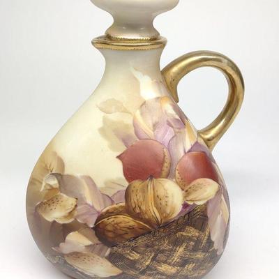 Nippon Painted Walnut Porcelain Wine Jug