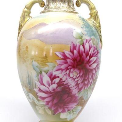 Nippon Chrysanthemum Mountain Scene Vase