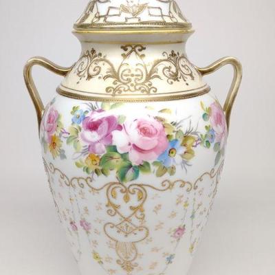 Nippon Gold Decorated Floral Covered Urn Vase