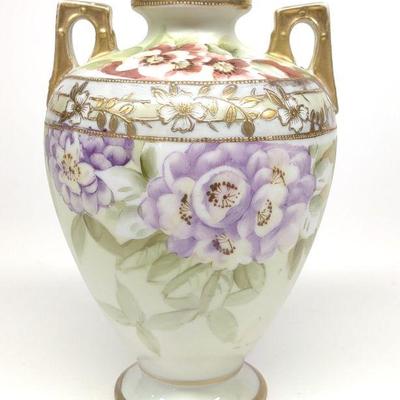 Nippon Floral Purple & Red Decorated Vase