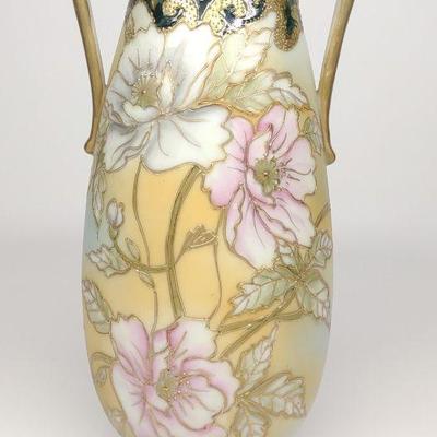 Nippon Pink & Gold Floral Vase