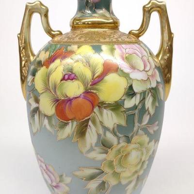 Nippon Multi Colored Floral Porcelain Vase