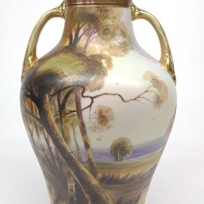 Nippon Country Landscape Scene Porcelain Vase