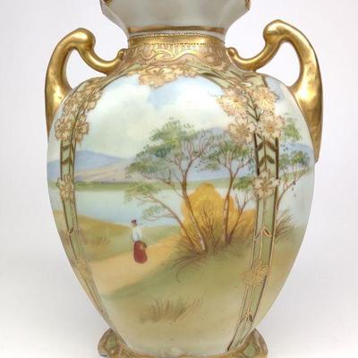 Nippon Painted Lake & Mountain Lanscape Vase