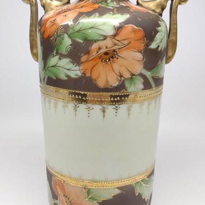 Nippon Poppy Flower & Art Deco Pendant Vase