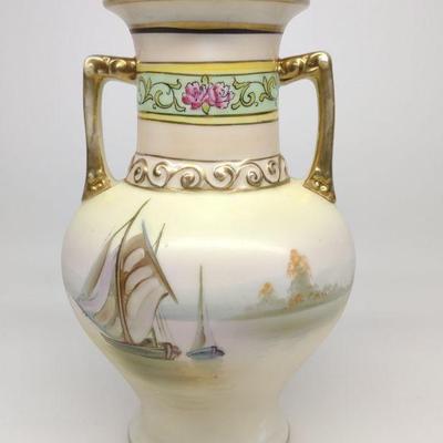 Nippon Nautical Sailboat Landscape Decorated Vase