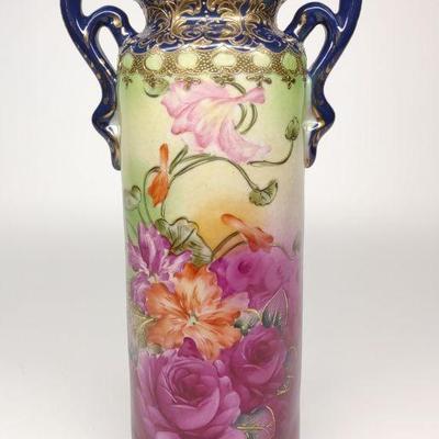 Tall IE & C. Co Cobalt Blue Floral Vase