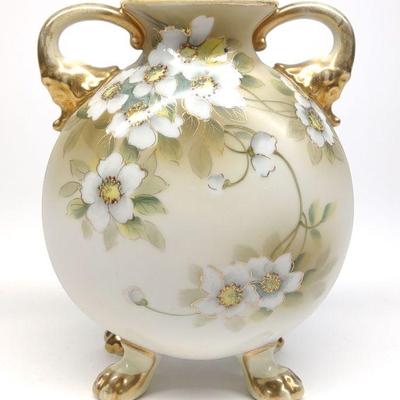 Nippon Footed White Blossom Flower Vase